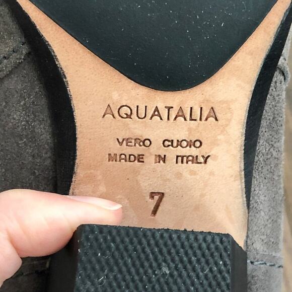 Aquatalia Fionna Ankle Bootie Suede Leather Almond Toe Made in Italy Size 7 Gray - Picture 15 of 16